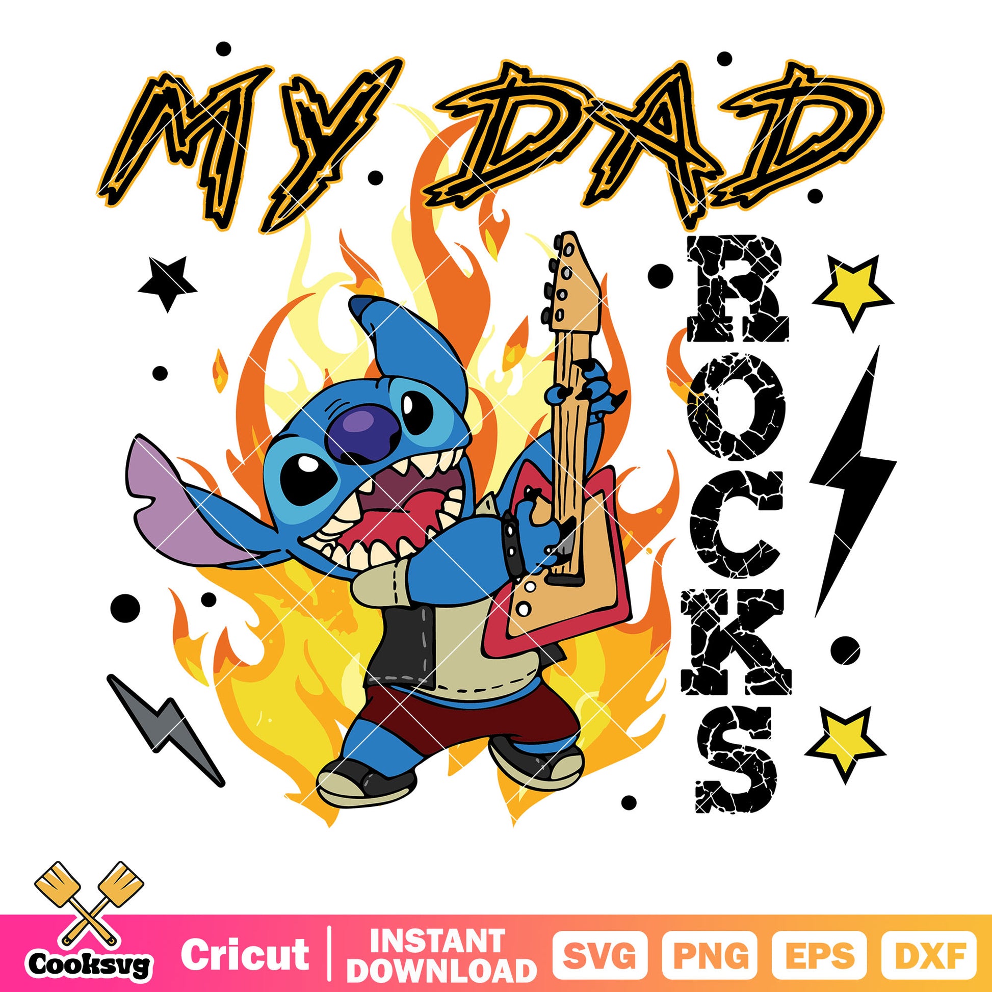 Disney stitch my dad rocks svg, disney stitch svg, disney father day svg