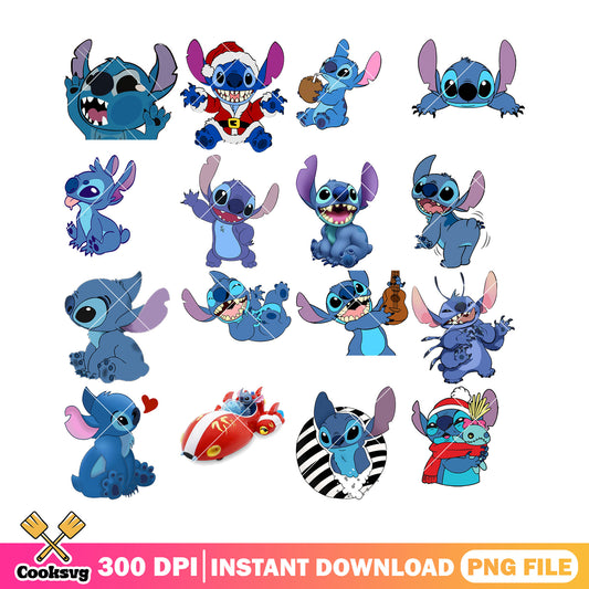 Disney stitch png bundle file, stitch christmas png, love stitch png