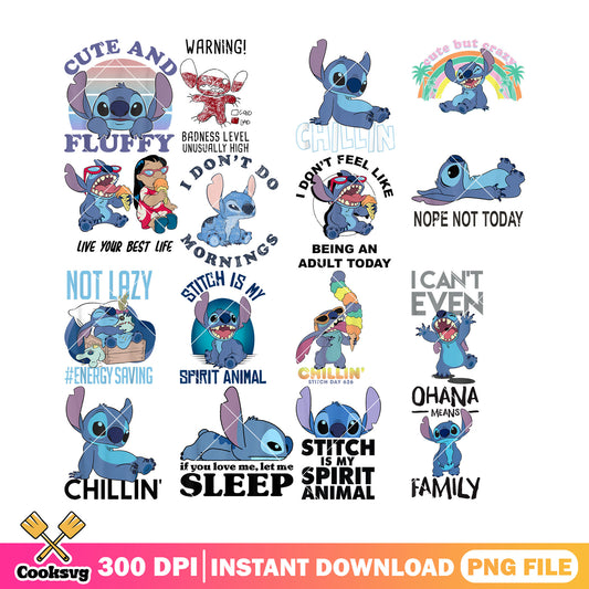 Disney stitch quotes png bundle, stitch quotes png, disney stitch png