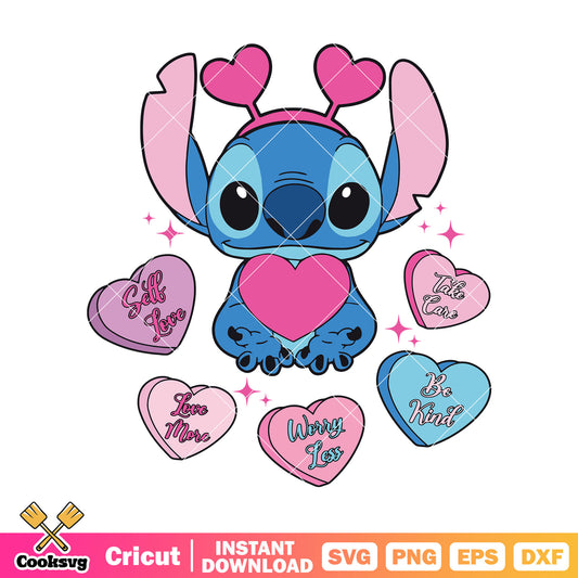 Disney stitch valentine be kind svg, valentines stitch svg