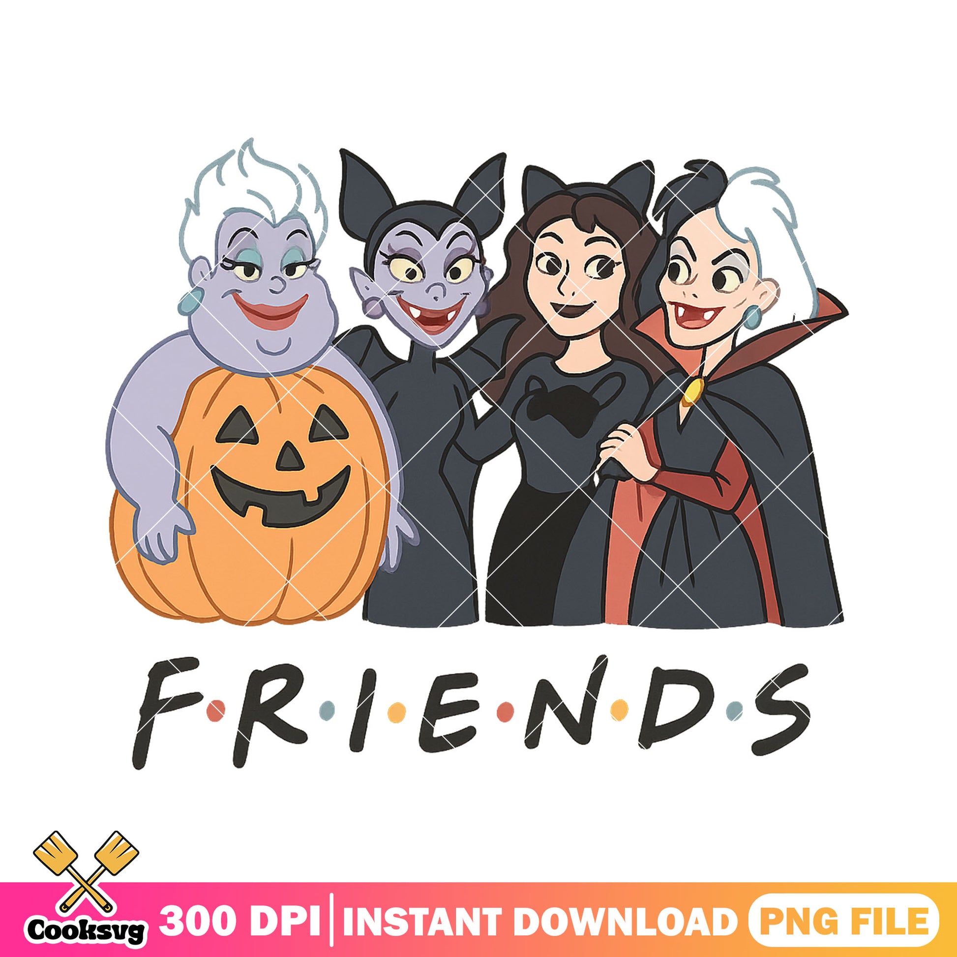 Disney villains on halloween png, disney halloween png