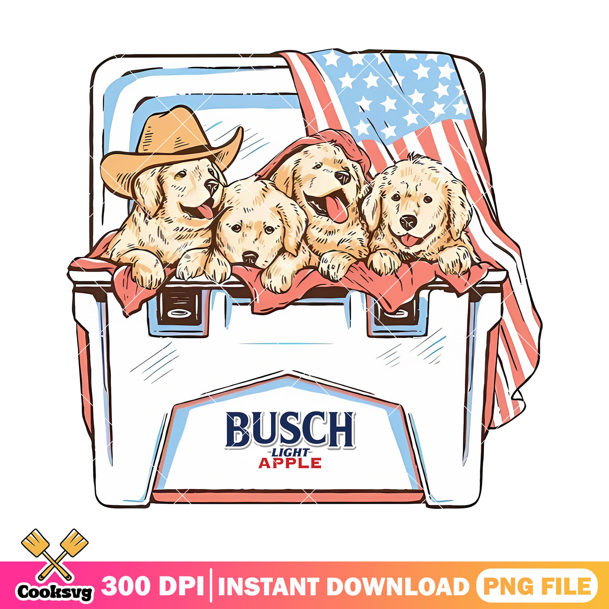 Dog busch light beer png, busch light apple png, america flag png
