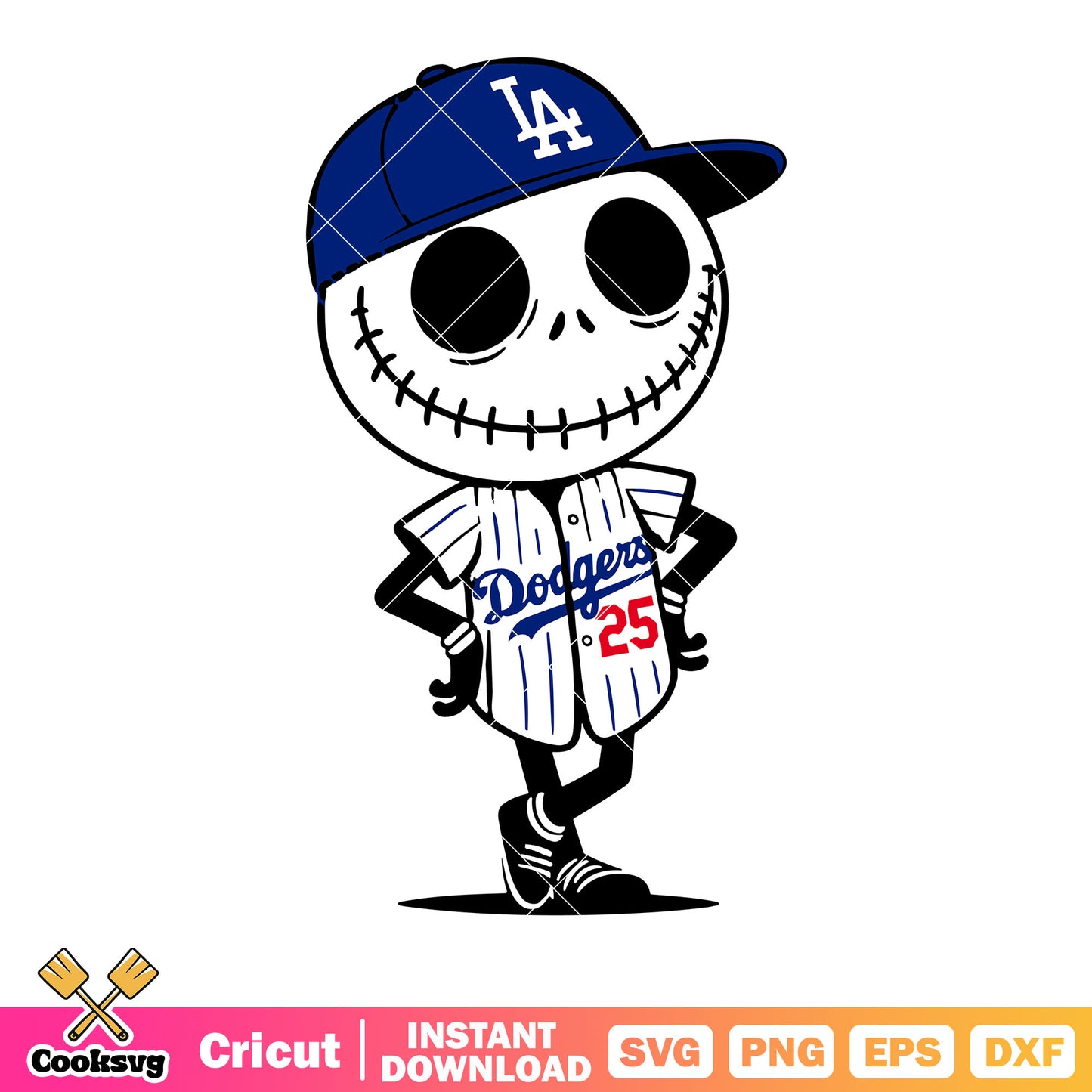 Dogers 25 basball svg, jack skelingeton svg, stiches mouth​ svg