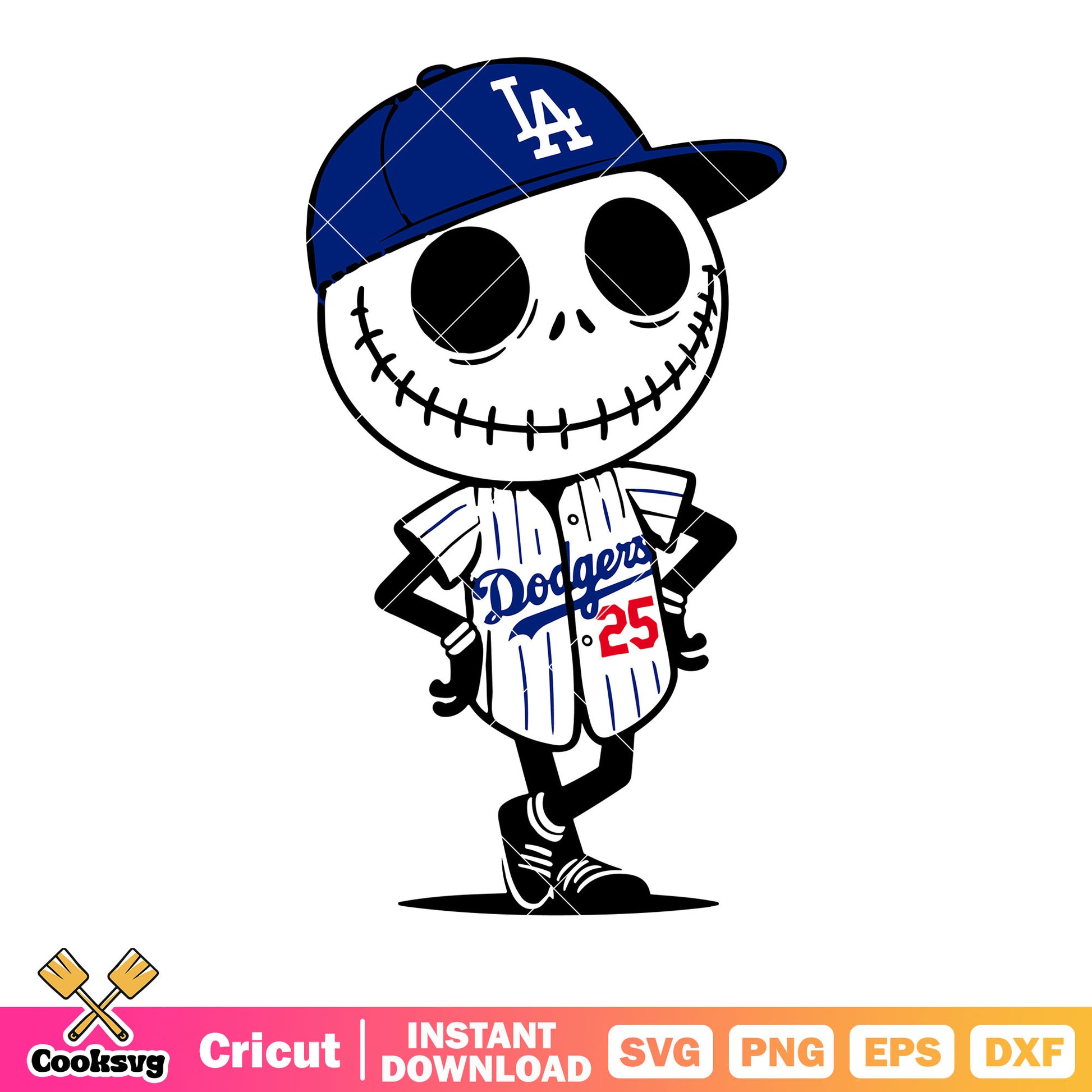 Dogers 25 basball svg, jack skelingeton svg, stiches mouth​ svg