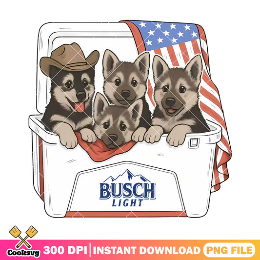 Dog in busch light beer png, busch light apple png, america flag png