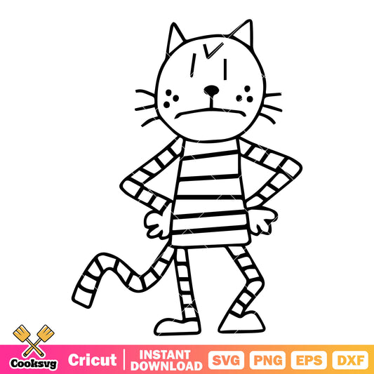 Dog man Petey the Cat outline svg, dog man characters svg, dog man 2025 svg