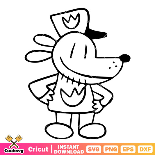 Dog man outline cartoon svg, dog man characters svg, dog man 2025 svg