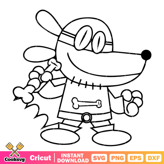 Dog man outline cartoon svg design, dog man characters svg, dog man 2025 svg