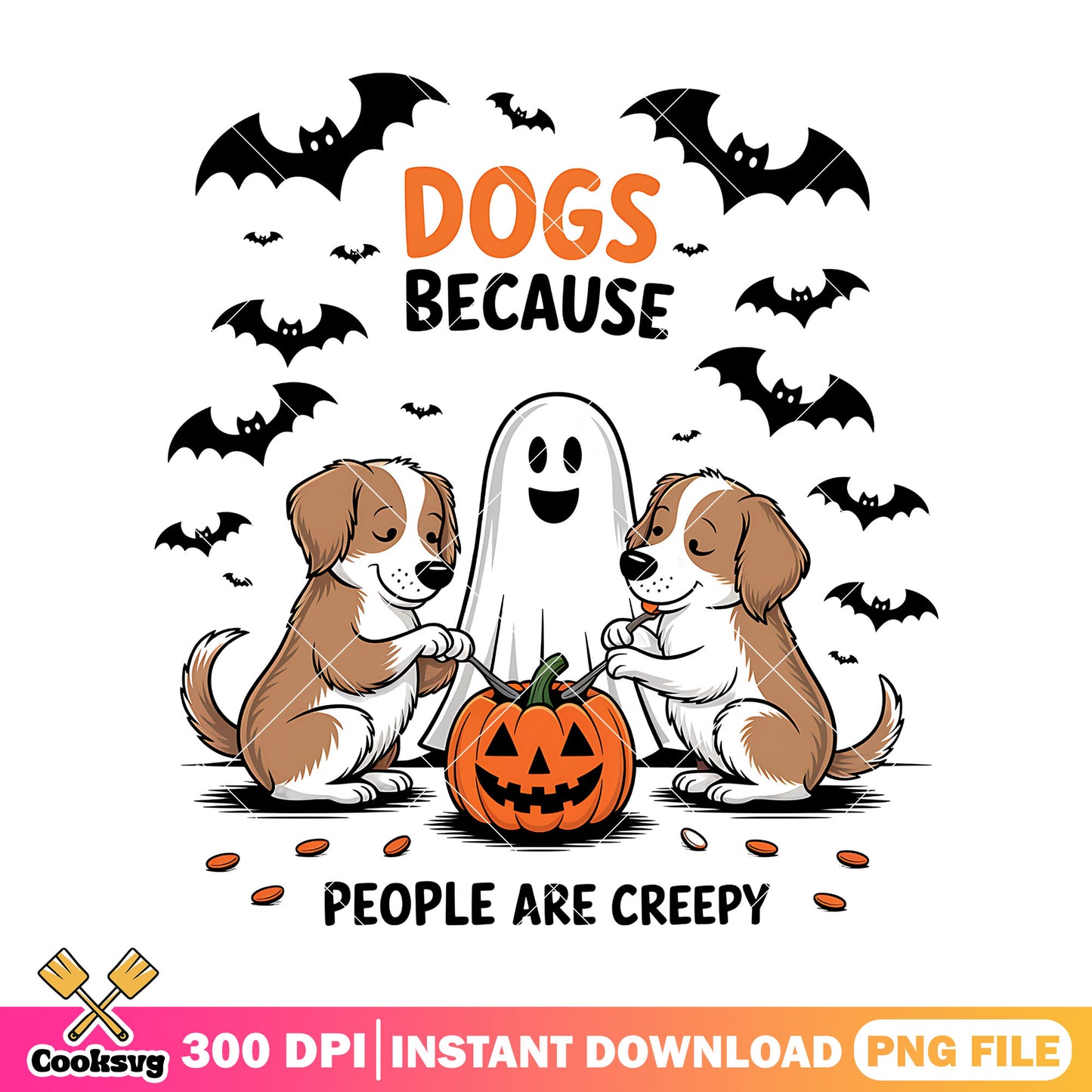 Dogs halloween design png, halloween returns png, halloween jokes png