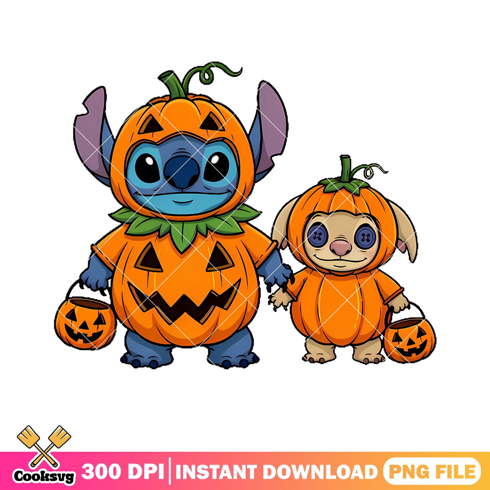 Doll and stitch png, jack o lantern png, disney halloween png