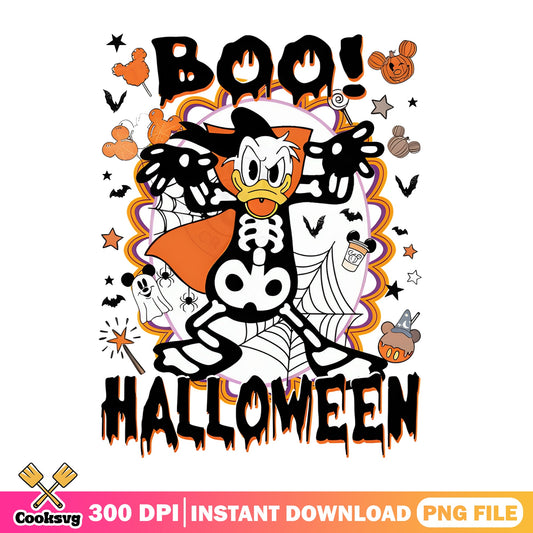 Donald Duck Halloween Skeleton PNG, Boo Halloween PNG, Disney PNG