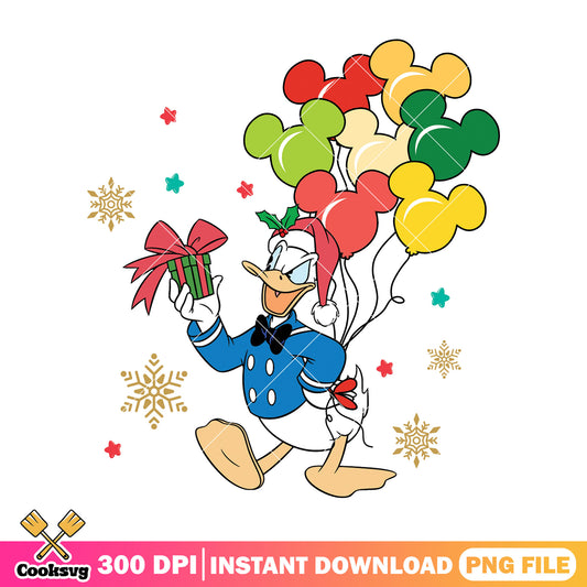 Donald christmas gift png, christmas costume png, donald duck png