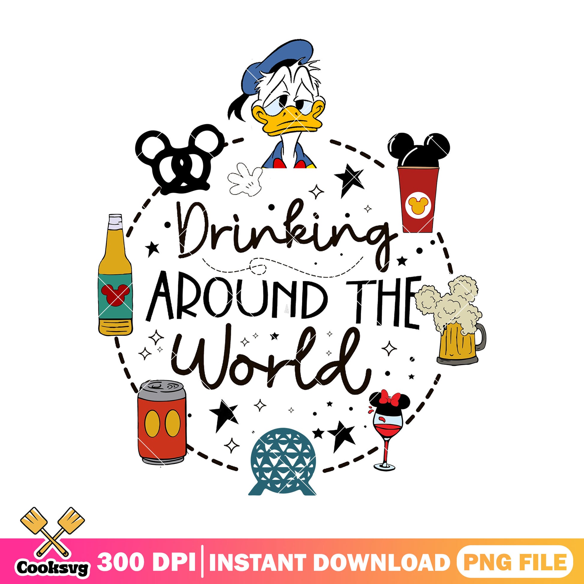 Donald drinks world png, donald duck​ png, walt disney​ png