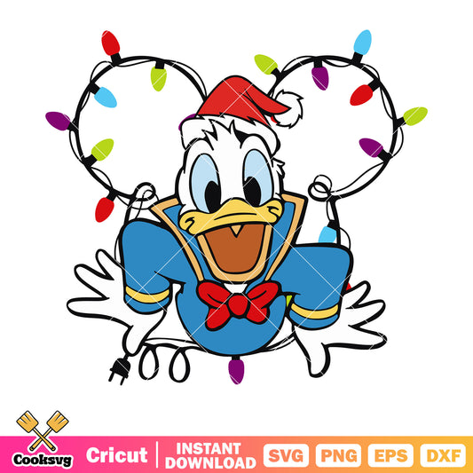 Donald duck christmas lights svg