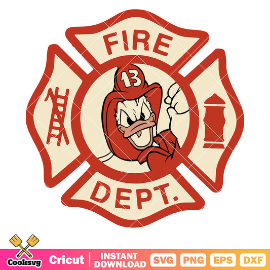 Donald duck disney fire chief svg, fire chief​ svg, disney duck svg