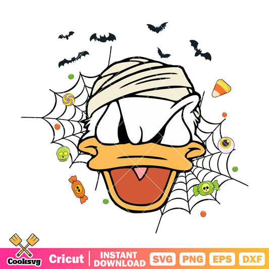 Donald halloween head svg, disney halloween svg, donald duck svg