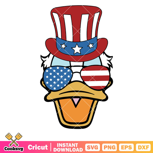 Donald head 4th of july hat svg, 4th of july hats​ svg, disney 4th of july svg