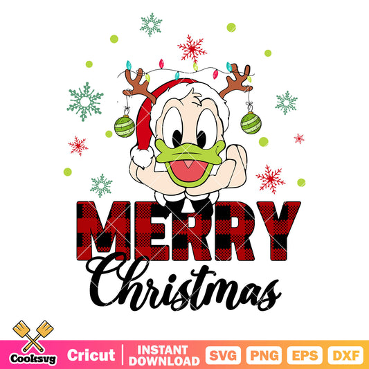 Donald head red merry christmas svg
