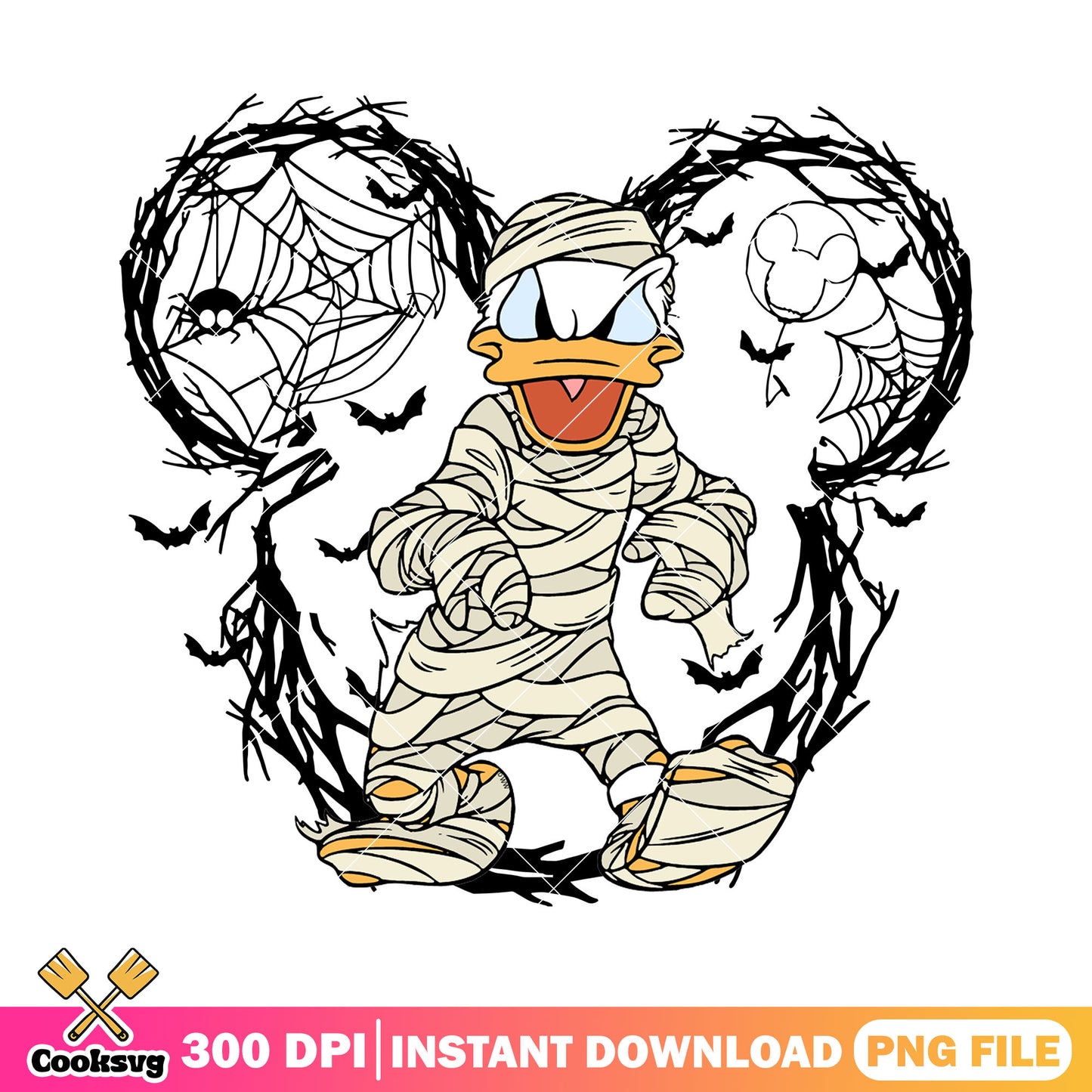 Donald scary mummy png, horror disney png, disney halloween png