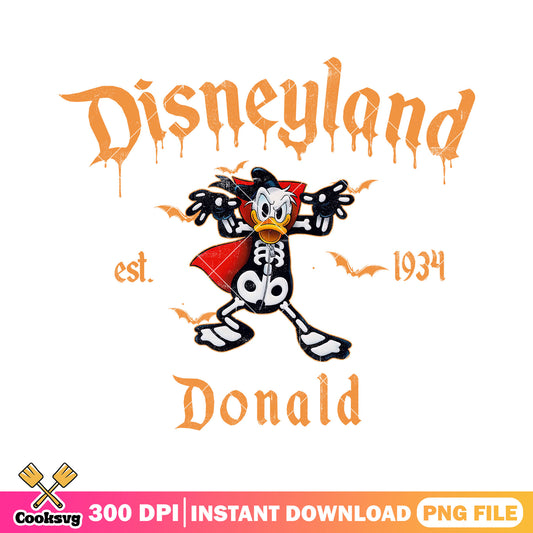 Donald with skeleton outfit png, donald cute png, halloween event png