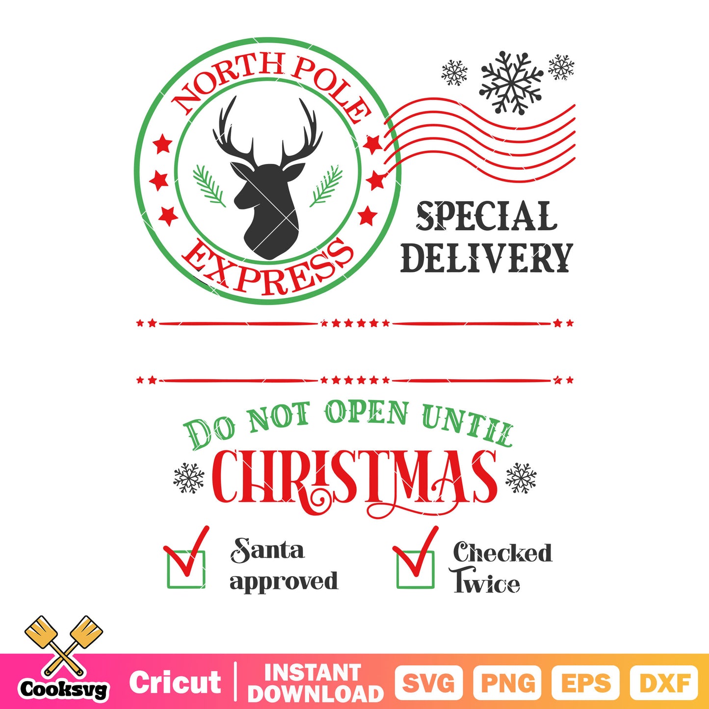 Do not open until christmas svg, special delivery svg, snowflake svg
