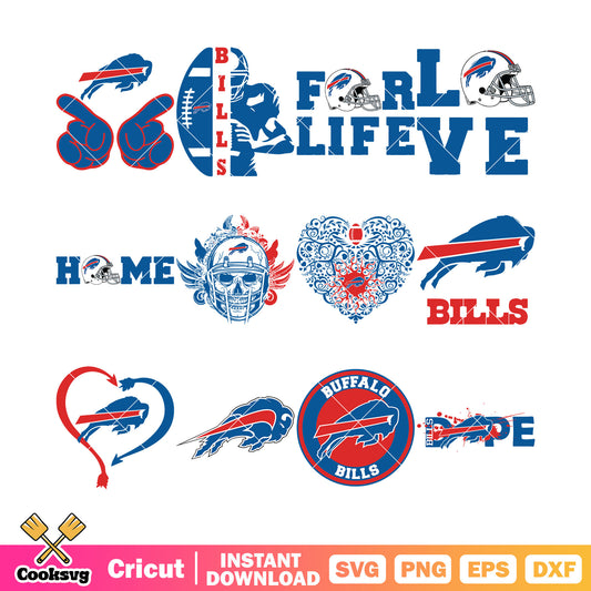 Dope bills buffalow bundle svg, skull bundle svg, rugby ball bundle svg
