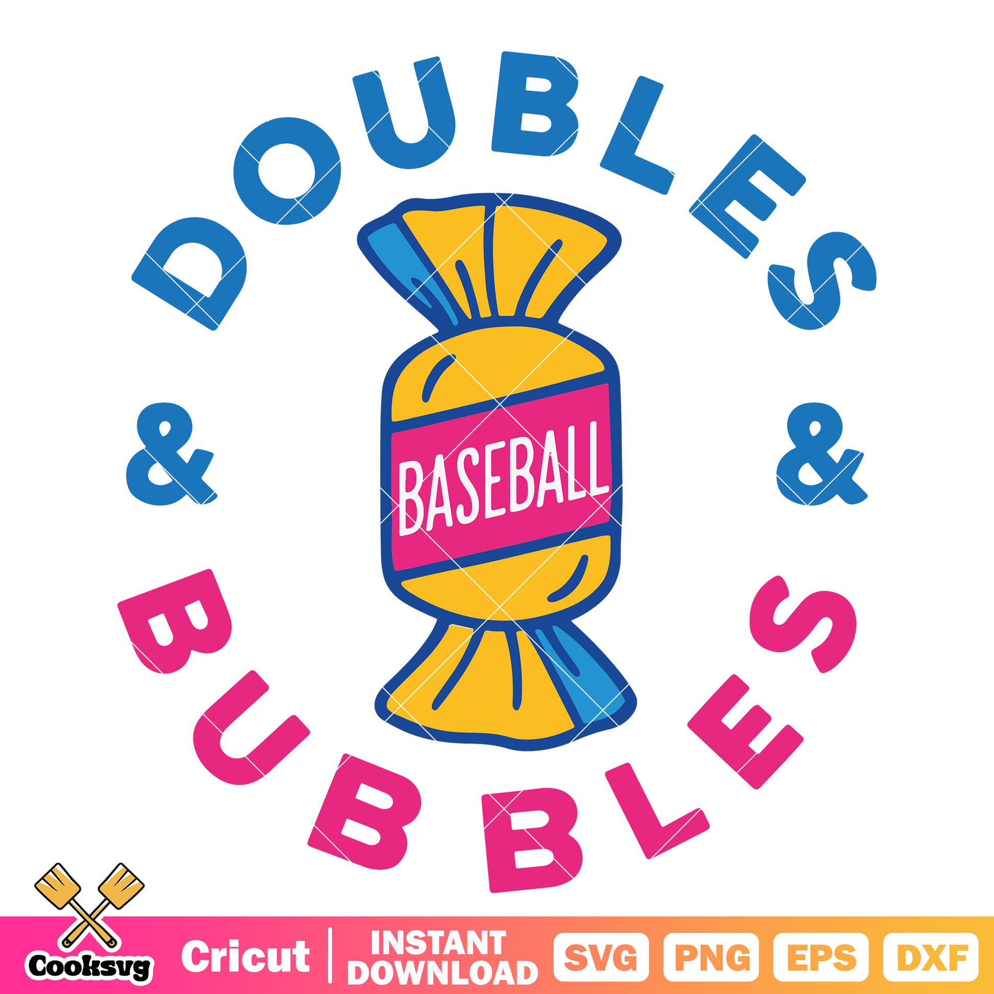 Double bubbles baseball svg, Doubles bubble svg, baseball candy​ svg