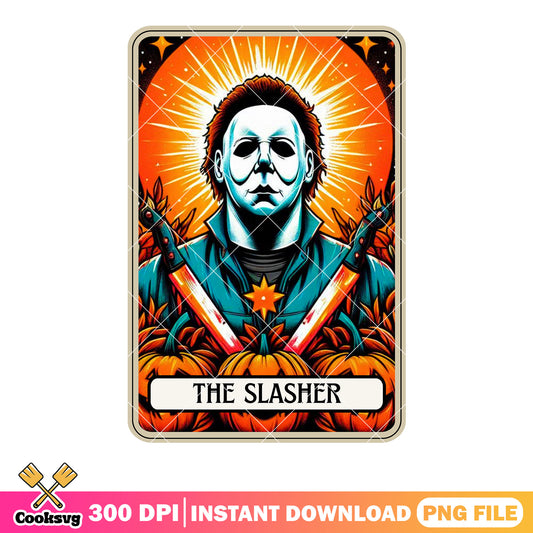 Double knife in the pumpkin png, horror card png, orange aura png