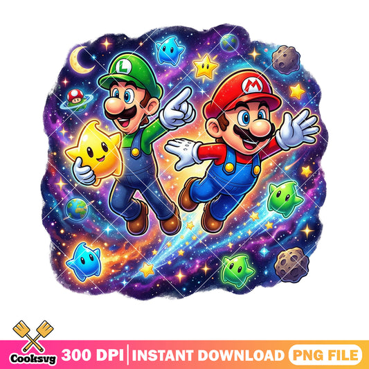 Double mario galaxy png, luigi and mario png, luigi characters png
