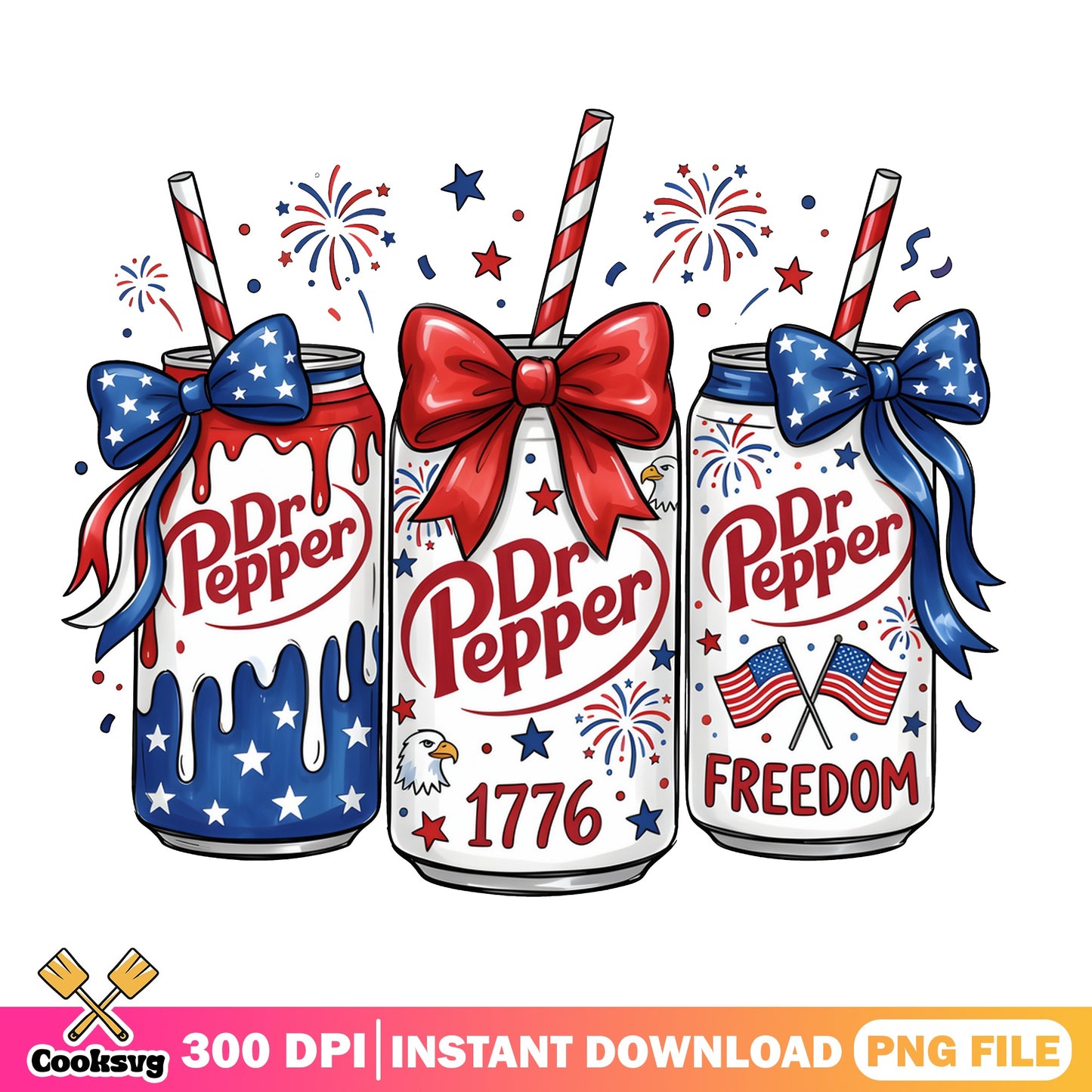 Dr Pepper 4th Of July PNG, Freedom 1776 PNG, Patriotic PNG