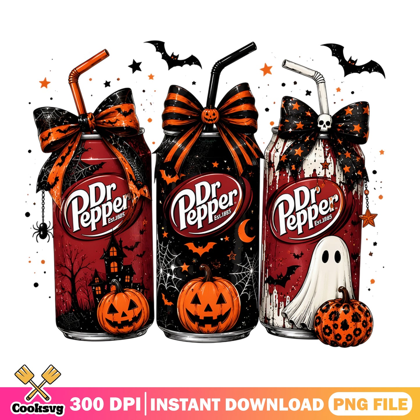 Dr Pepper Halloween PNG, Spooky Soda Cans PNG, Halloween PNG