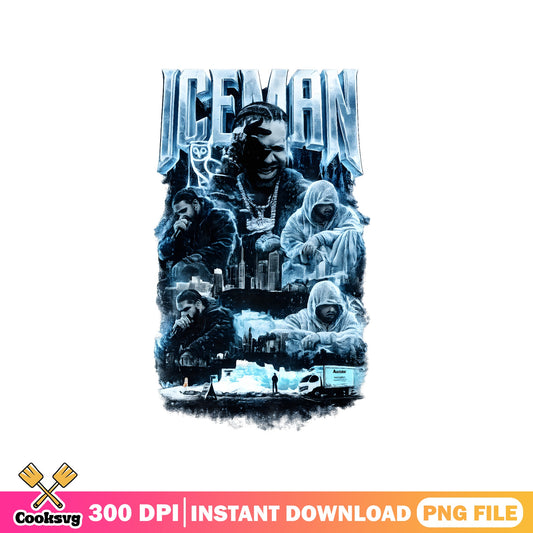 Drake Iceman Rap Bootleg PNG, Hip Hop Vintage PNG, Rapper PNG