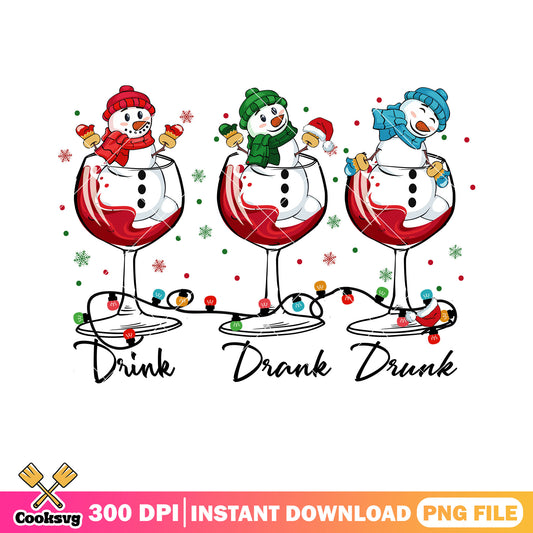 Drink drank drunk png, christmas snowman png, merry christmas png