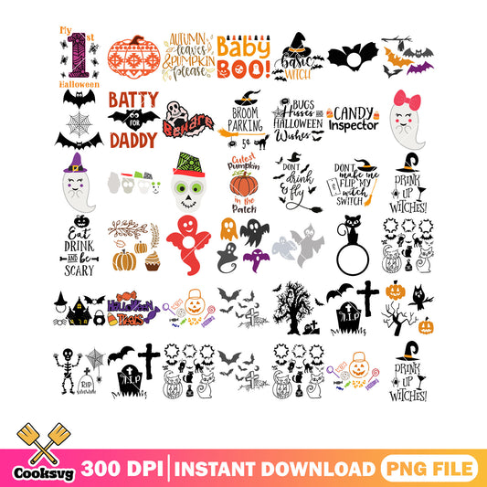 Drinkes up witches png bundle, skull skeleton png, cute spirit png
