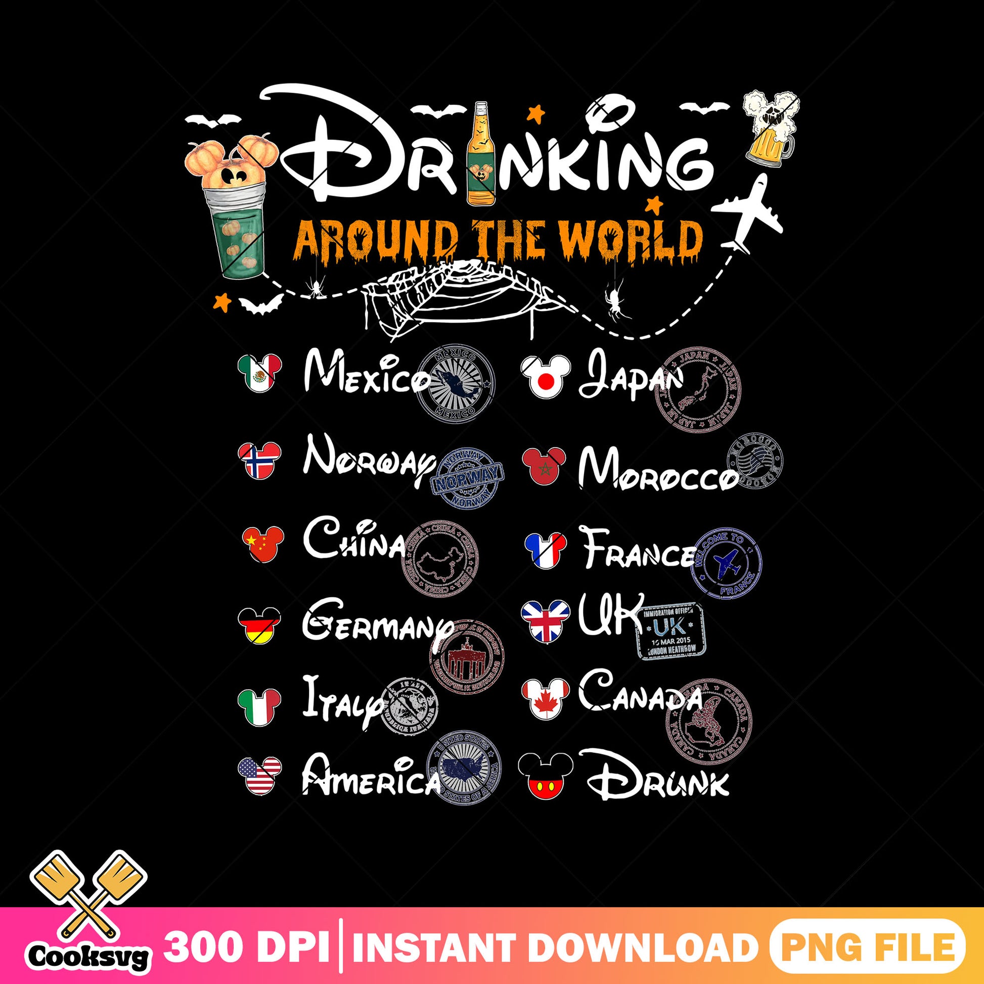 Drinking world autumn png, disney tour png, spirit halloween png