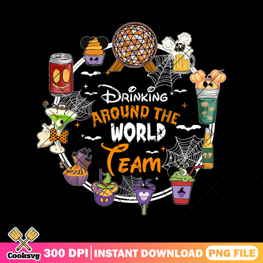 Drinking world autumns png, disney world png, happy halloween png