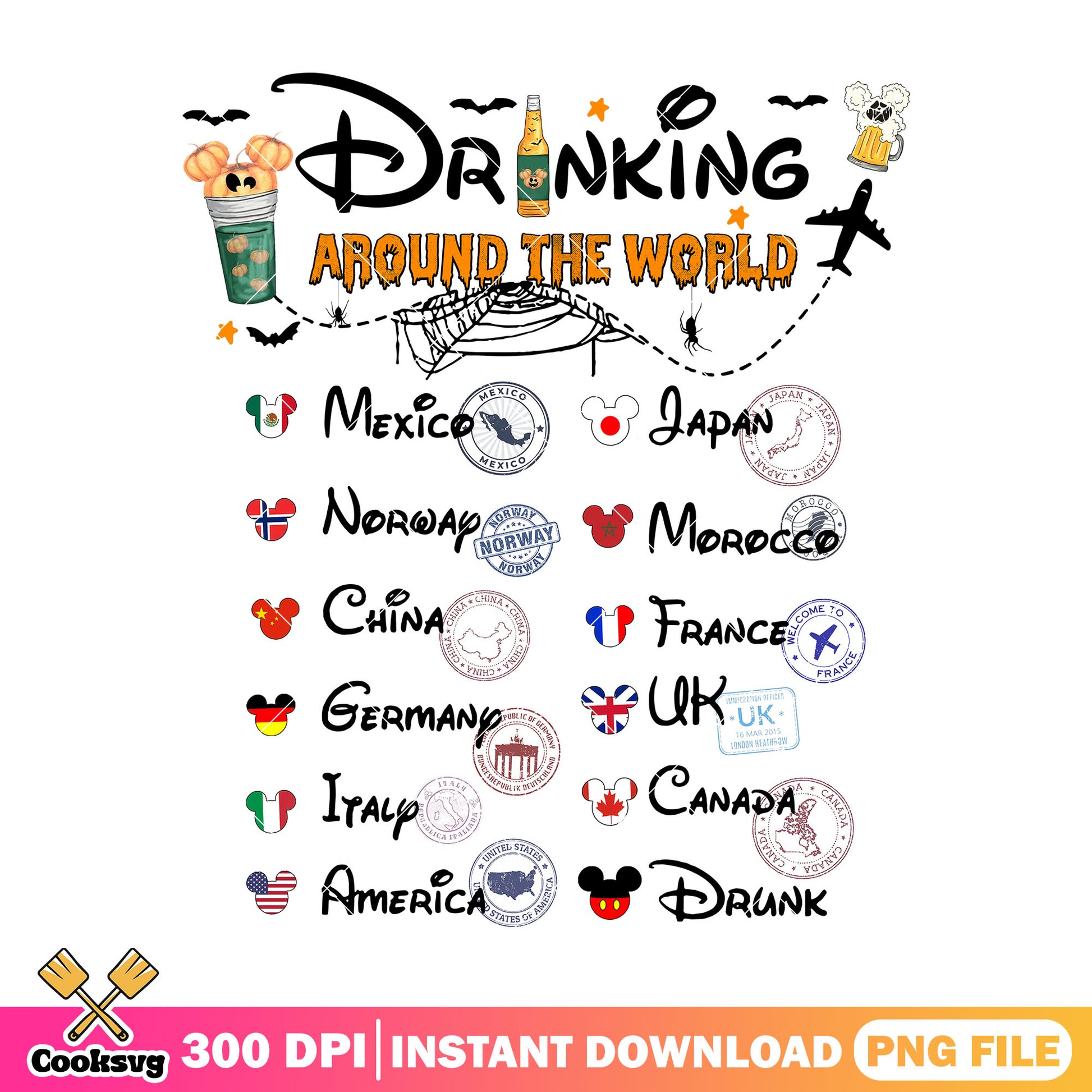 Drinking world halloween png, disney tour png, spirit halloween png