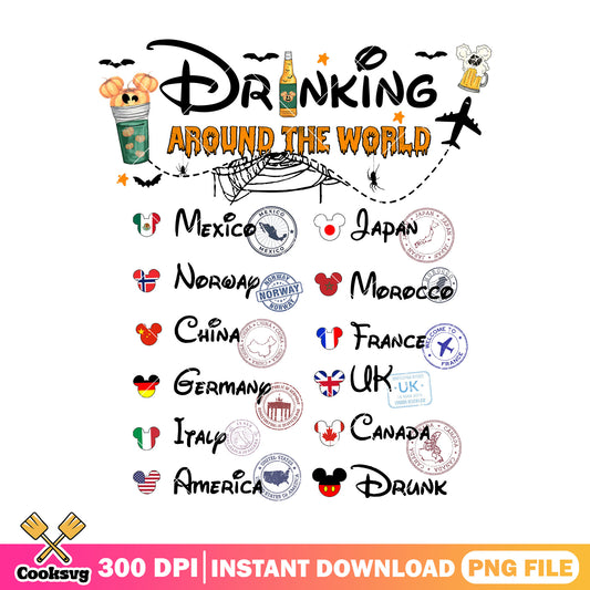 Drinking world halloween png, disney tour png, spirit halloween png