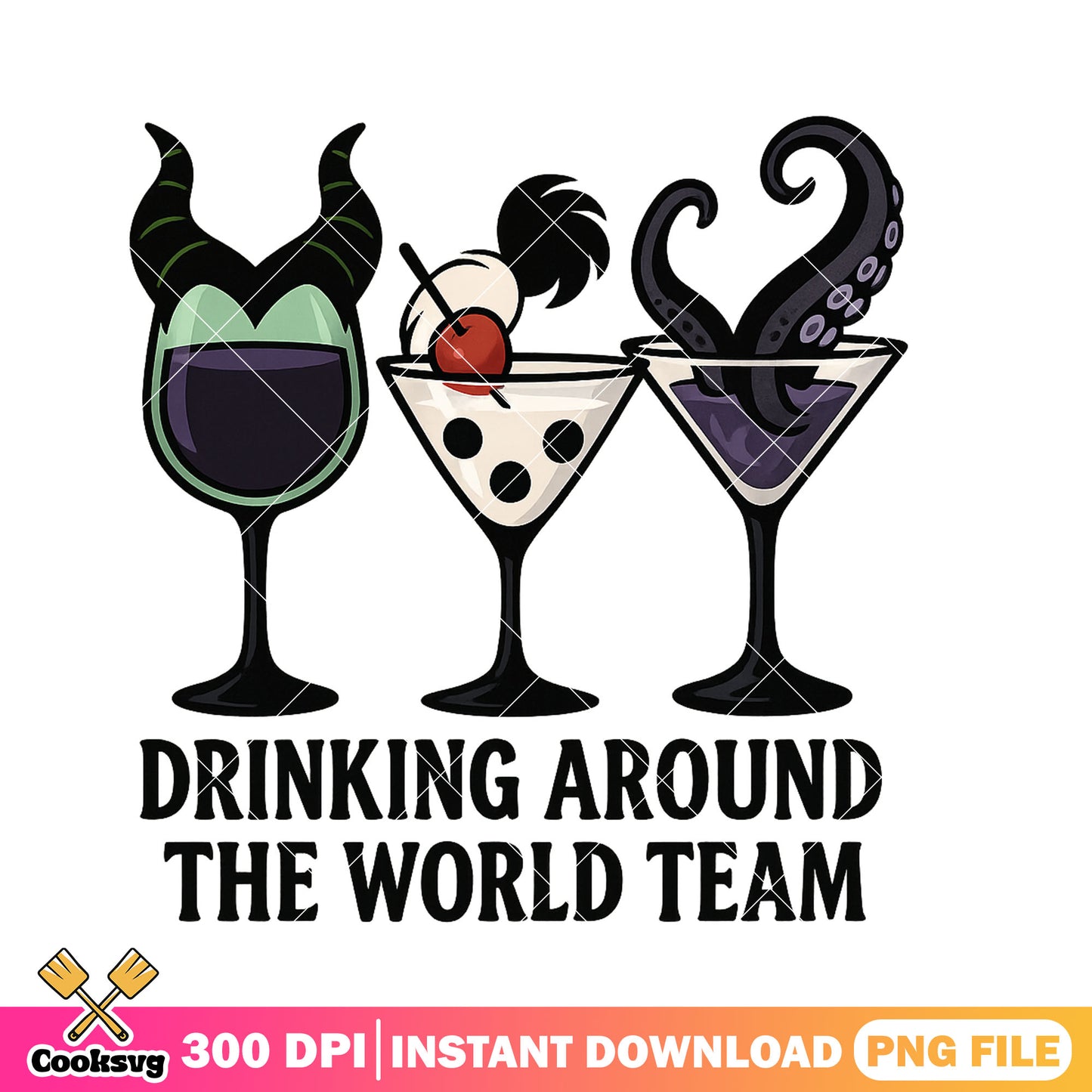 Drink world villain png, disney villains png, halloween returns png