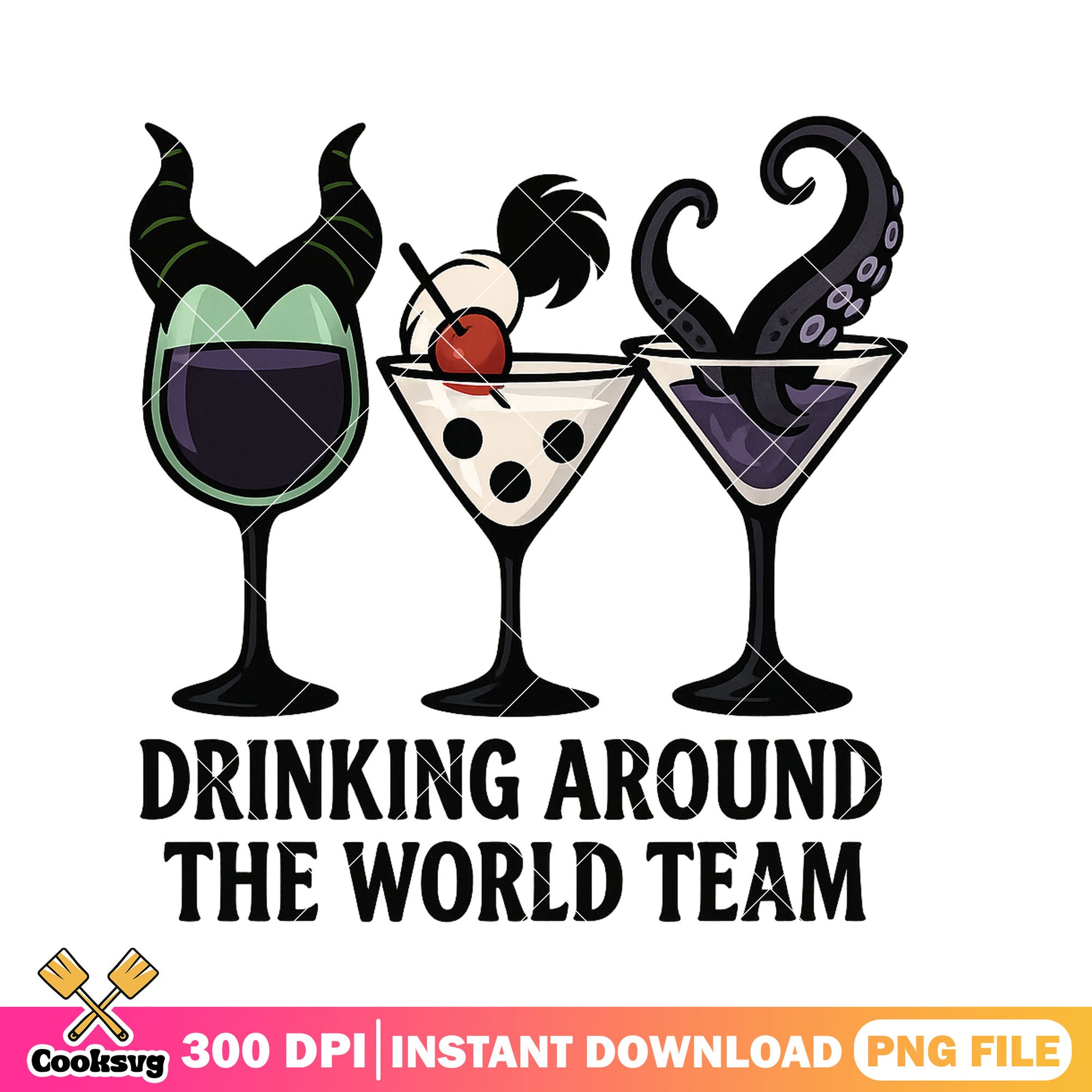 Drink world villain png, disney villains png, halloween returns png