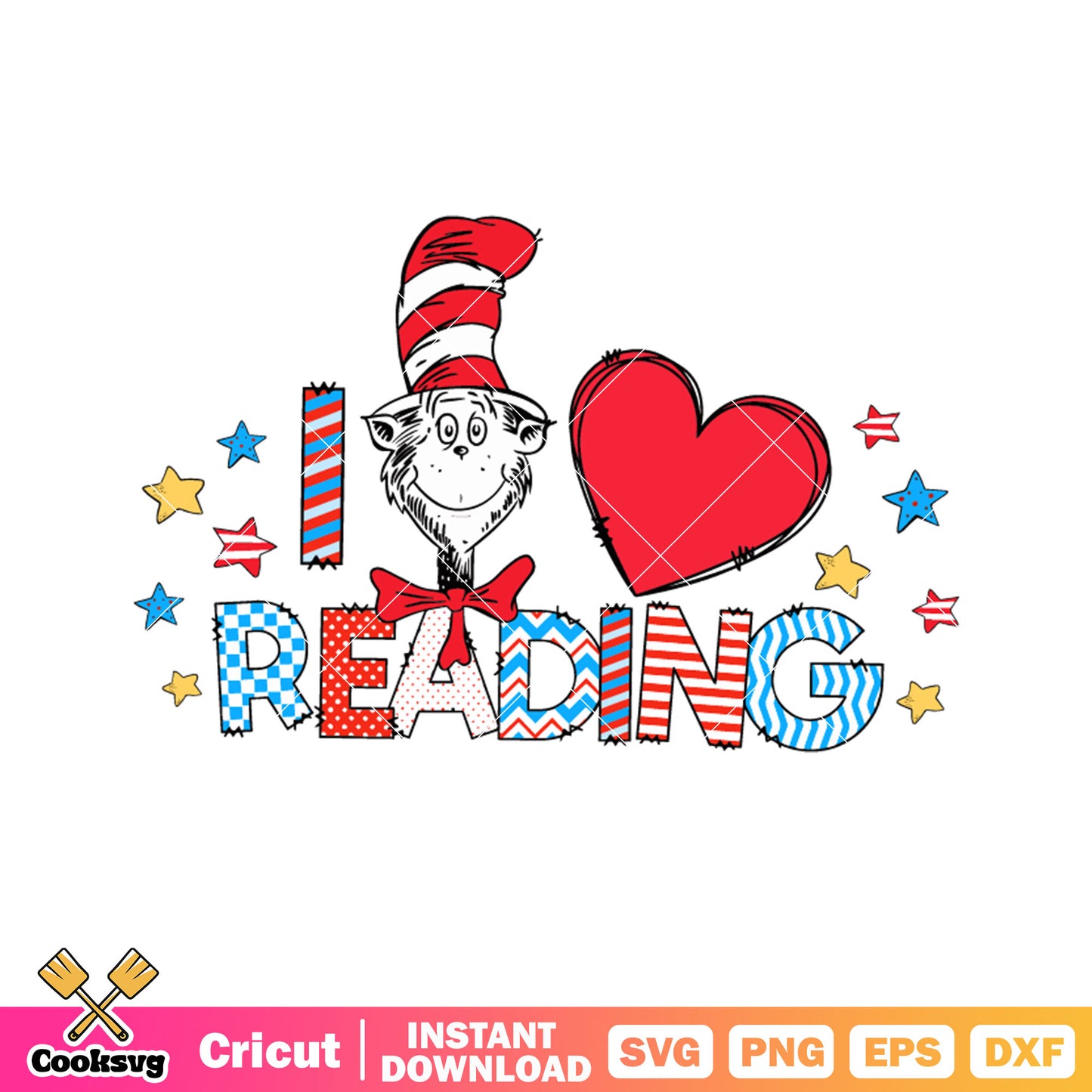 Dr seuss I love reading svg, dr seuss read svg, love dr seuss svg