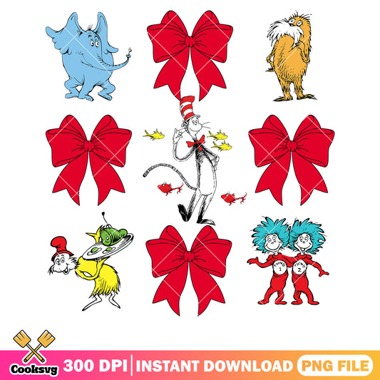 Dr seuss and friends red bow tie png, dr seuss bow tie png