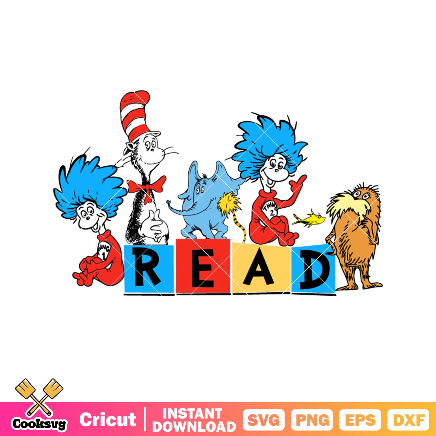 Dr seuss and his friends read svg, dr seuss read svg, dr seuss friends svg