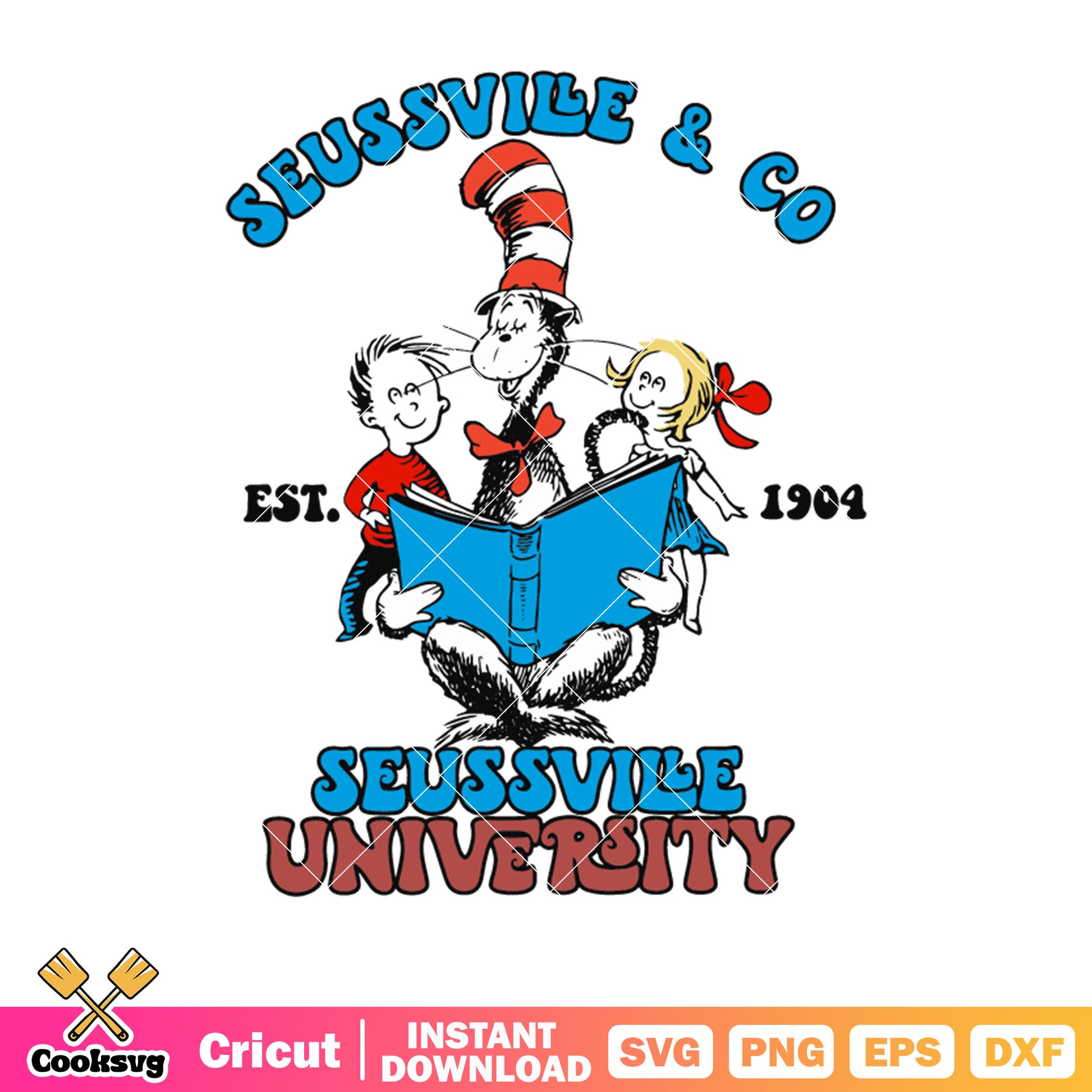 Dr seuss and student university svg, dr seuss friends svg