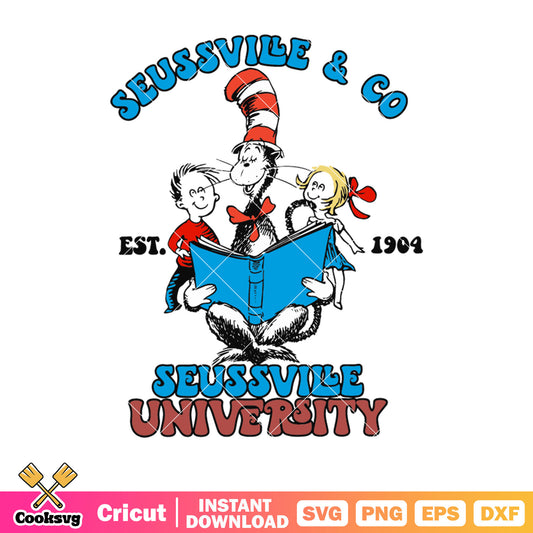 Dr seuss and student university svg, dr seuss friends svg