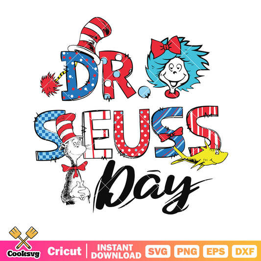 Dr seuss and thing one day svg, dr seuss day svg, dr seuss thing one svg