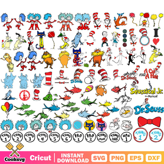 Dr seuss cartoon characters svg bundle, dr seuss characters svg, dr seuss svg