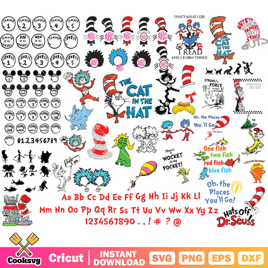 Dr seuss characters cartoon svg bundle, dr seuss cartoon svg, dr seuss svg