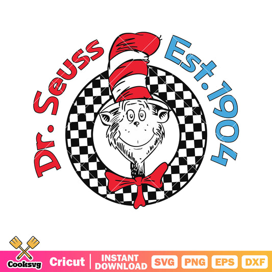 Dr seuss circle est 1904 svg, dr seuss circle svg, dr seuss head svg