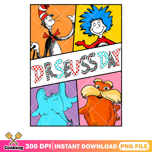 Dr seuss day with friends png, dr seuss day png, dr seuss friends png
